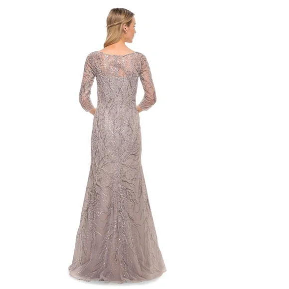 NEW LA FEMME Gray SEQUIN Embroidered MOTHER OF THE GROOM DRESS Mermaid GOWN 12 - Picture 11 of 16